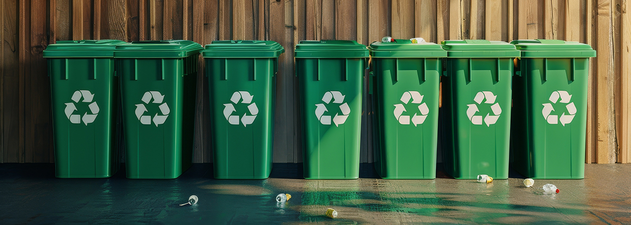 recycling bins row